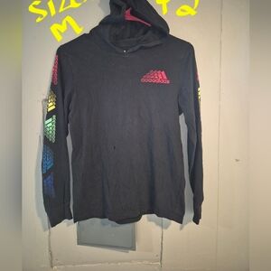 Adidas Black Hoodie with Vibrant Sleeve Accents